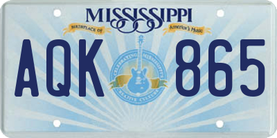 MS license plate AQK865