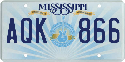 MS license plate AQK866