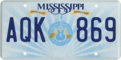 MS license plate AQK869