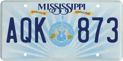MS license plate AQK873