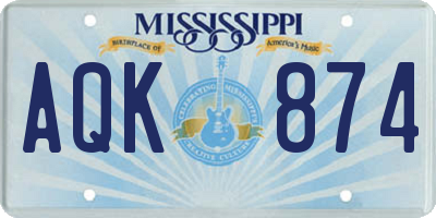 MS license plate AQK874