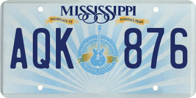 MS license plate AQK876