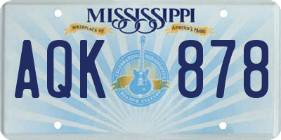 MS license plate AQK878