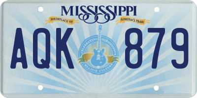 MS license plate AQK879