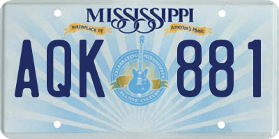 MS license plate AQK881