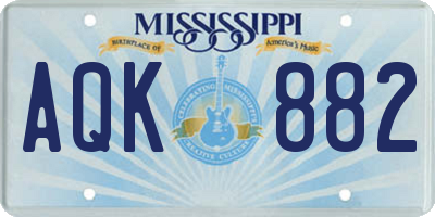 MS license plate AQK882