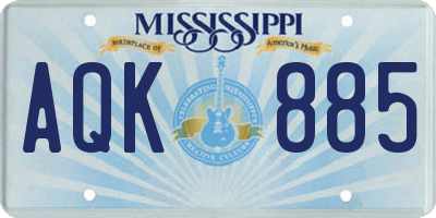 MS license plate AQK885