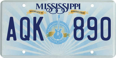 MS license plate AQK890
