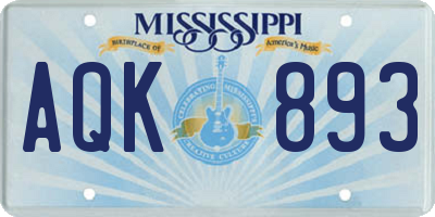 MS license plate AQK893