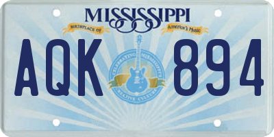 MS license plate AQK894