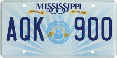 MS license plate AQK900