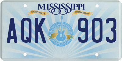 MS license plate AQK903