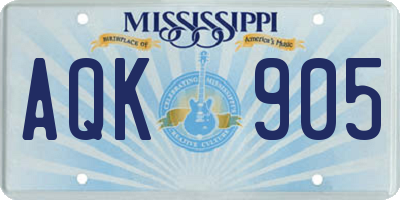 MS license plate AQK905
