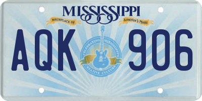 MS license plate AQK906