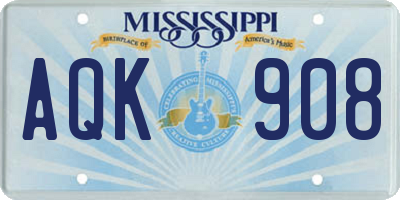 MS license plate AQK908