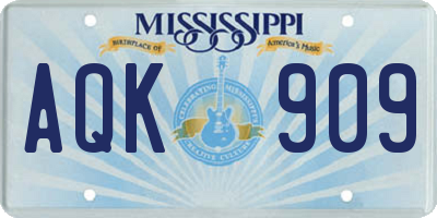 MS license plate AQK909