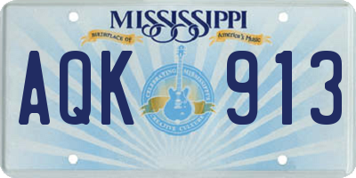 MS license plate AQK913