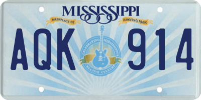 MS license plate AQK914