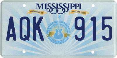 MS license plate AQK915