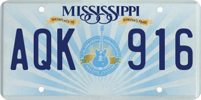 MS license plate AQK916
