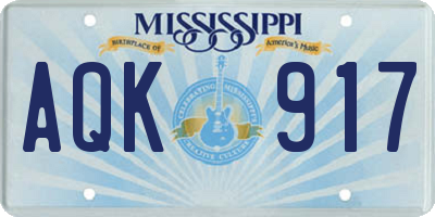 MS license plate AQK917