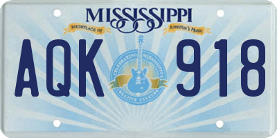 MS license plate AQK918