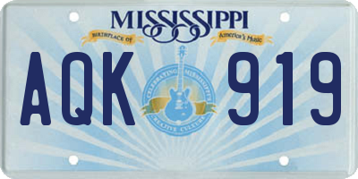 MS license plate AQK919