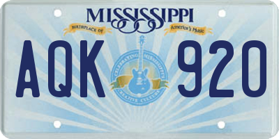 MS license plate AQK920