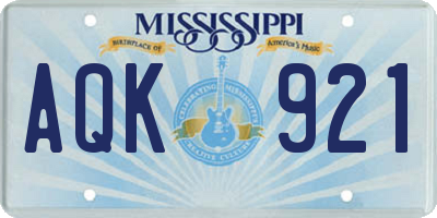 MS license plate AQK921