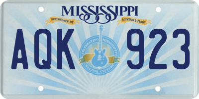 MS license plate AQK923