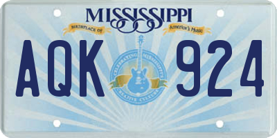 MS license plate AQK924