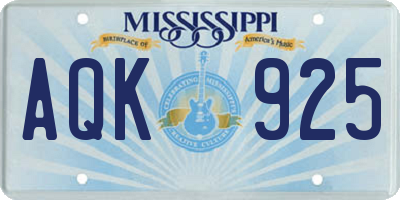 MS license plate AQK925
