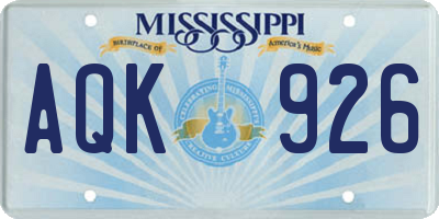 MS license plate AQK926