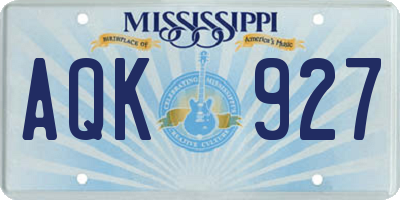 MS license plate AQK927