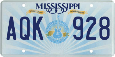 MS license plate AQK928