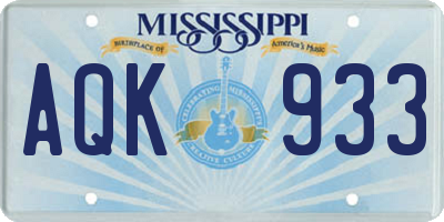 MS license plate AQK933