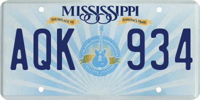 MS license plate AQK934
