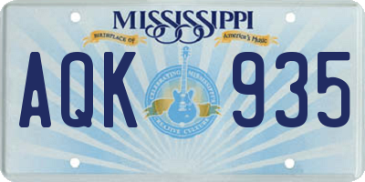 MS license plate AQK935