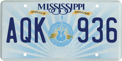 MS license plate AQK936