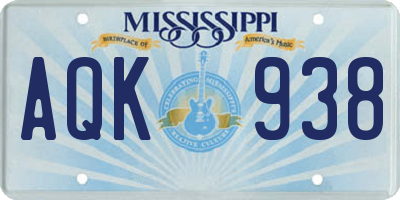 MS license plate AQK938