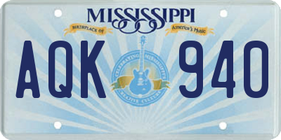 MS license plate AQK940