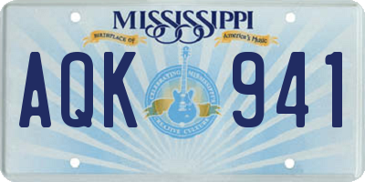 MS license plate AQK941