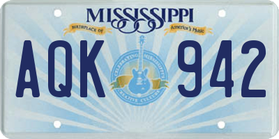 MS license plate AQK942