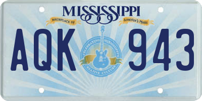 MS license plate AQK943