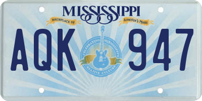 MS license plate AQK947