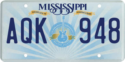 MS license plate AQK948