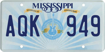 MS license plate AQK949