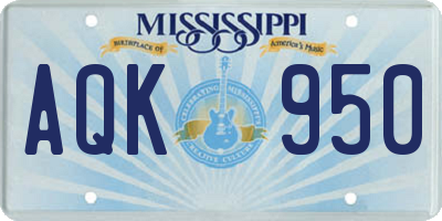 MS license plate AQK950