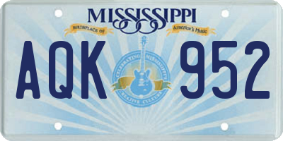 MS license plate AQK952