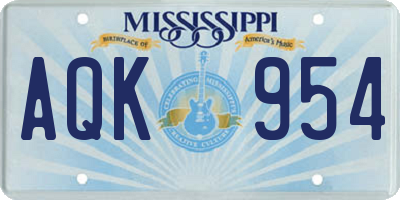 MS license plate AQK954